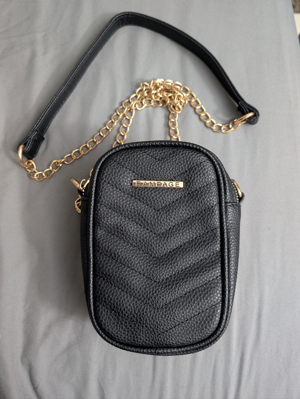 3/$10 Rampage Black Quilted Crossbody with Gold Chain Strap